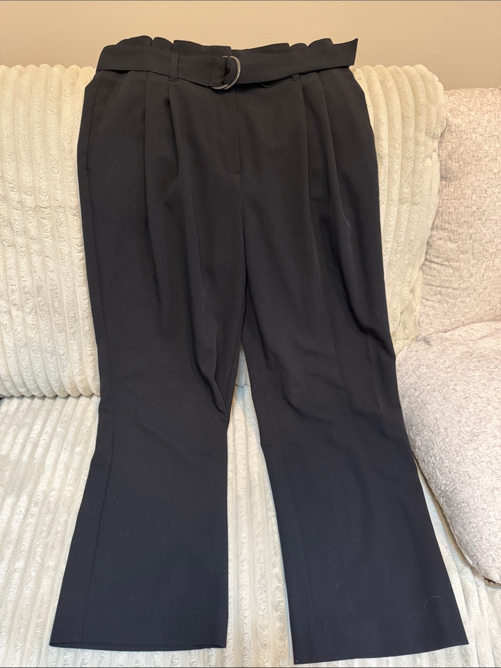 Nine West Black Paperbag Waist Trousers with D-Ring Belt